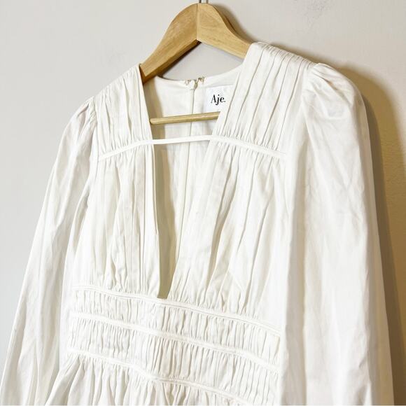 Aje Fallingwater Gathered Mini Dress Ivory Size 4 NWT - Picture 5 of 14